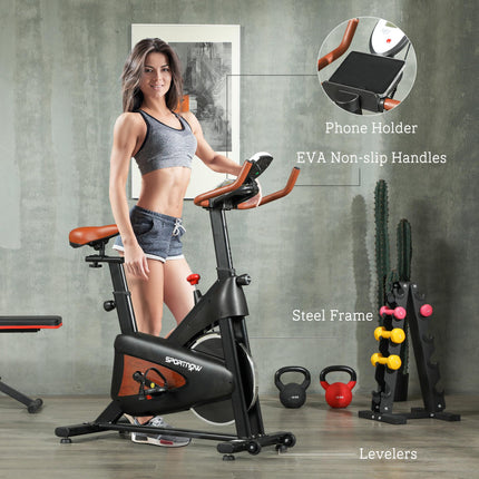 Quiet Stationary Exercise Bike with Adjustable Resistance, Seat, Black