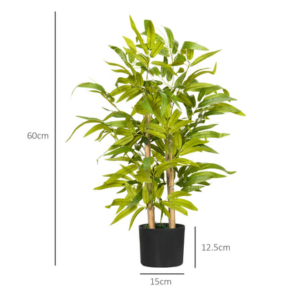 2 PCs Artificial Bamboo Plants in Cement Pots 60cm for Indoor Outdoor Decor - Green