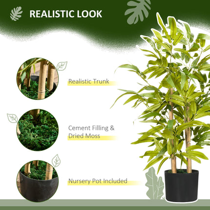 2 PCs Artificial Bamboo Plants in Cement Pots 60cm for Indoor Outdoor Decor - Green