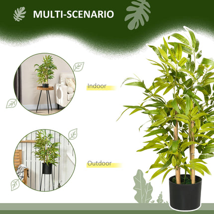 2 PCs Artificial Bamboo Plants in Cement Pots 60cm for Indoor Outdoor Decor - Green