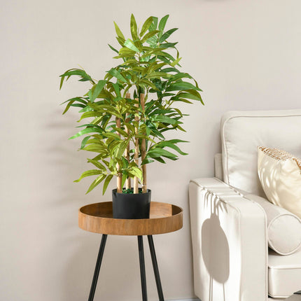 2 PCs Artificial Bamboo Plants in Cement Pots 60cm for Indoor Outdoor Decor - Green