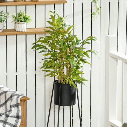 2 PCs Artificial Bamboo Plants in Cement Pots 60cm for Indoor Outdoor Decor - Green
