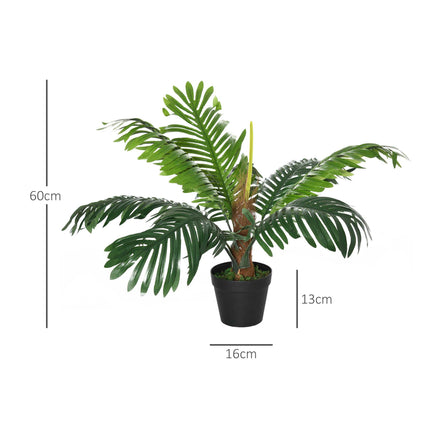 2 Pack 60cm Artificial Palm Tree Decorative Plant with Nursery Pot for Indoor Outdoor Décor - Green