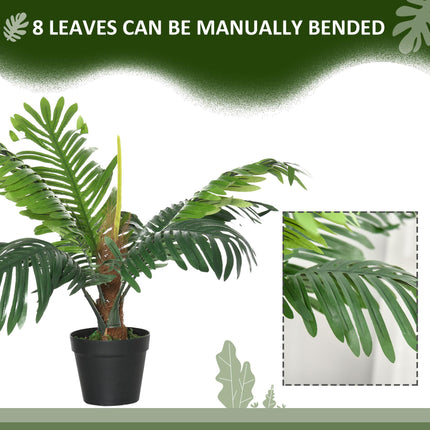 2 Pack 60cm Artificial Palm Tree Decorative Plant with Nursery Pot for Indoor Outdoor Décor - Green
