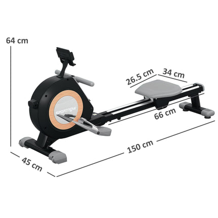 Rowing Machine, 16-Level Magnetic Rower Machine with LCD Monitor and Phone Holde