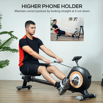 Rowing Machine, 16-Level Magnetic Rower Machine with LCD Monitor and Phone Holde