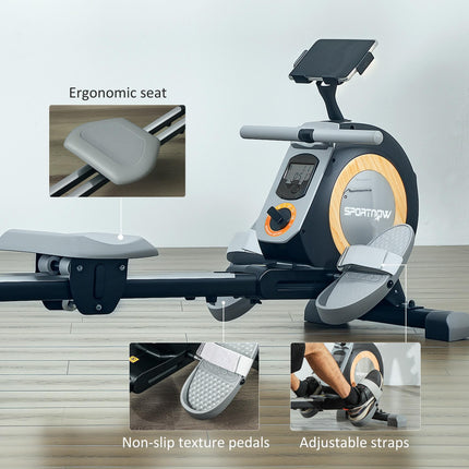 Rowing Machine, 16-Level Magnetic Rower Machine with LCD Monitor and Phone Holde