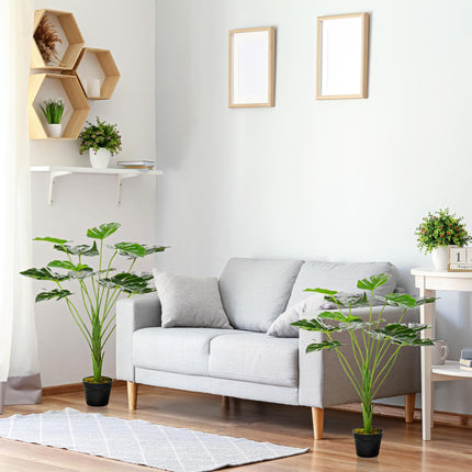 2 Pack Decorative Artificial Monstera Plants in Pot Fake Plants for Home Indoor