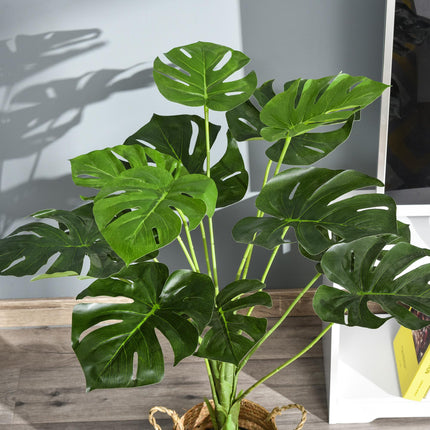 2 Pack Decorative Artificial Monstera Plants in Pot Fake Plants for Home Indoor