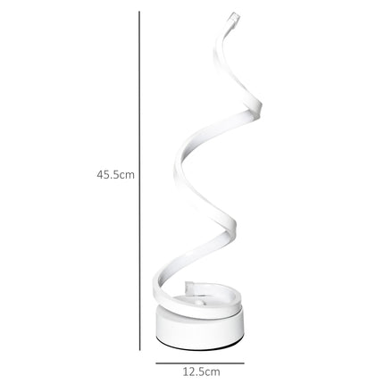 Set of 2 Modern Wave-Shaped LED Table Lamp with Round Metal Base for Living Room