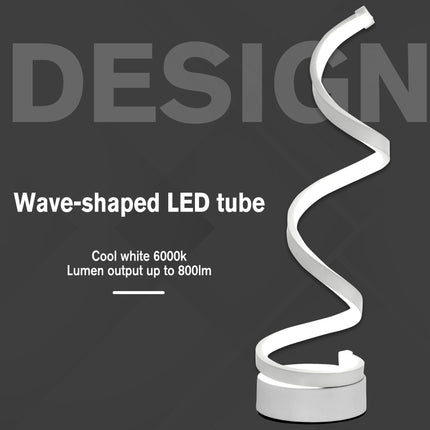 Set of 2 Modern Wave-Shaped LED Table Lamp with Round Metal Base for Living Room