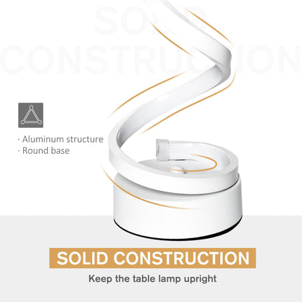 Set of 2 Modern Wave-Shaped LED Table Lamp with Round Metal Base for Living Room