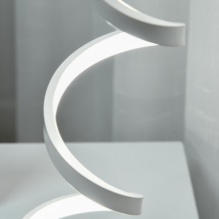 Set of 2 Modern Wave-Shaped LED Table Lamp with Round Metal Base for Living Room