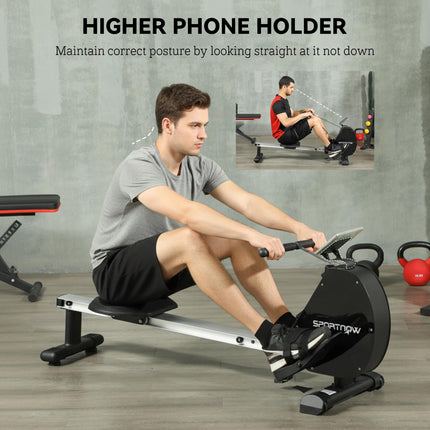 Folding Magnetic Rowing Machine, with 16-Level Adjustable Resistance, Black