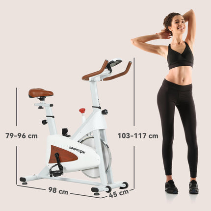 Quiet Stationary Exercise Bike with Adjustable Resistance, Seat, White