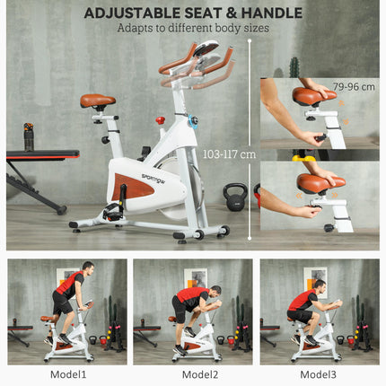 Quiet Stationary Exercise Bike with Adjustable Resistance, Seat, White