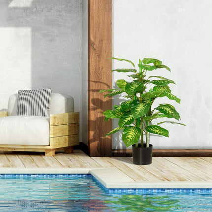 Set of 2 Artificial Evergreen Trees in Nursery Pots for Indoor Outdoor Décor - Green