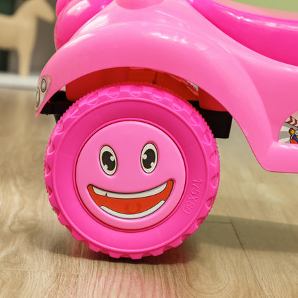 Foot to Floor Oddler Toddler Ride-On Toy with Music, Lights, Horn & Storage - Pink