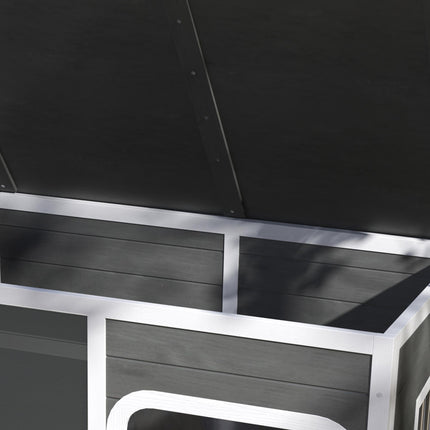 Wooden Outdoor Dog House with Asphalt Roof, Openable Top & Removable Floor, 103x77x83cm - Light Grey