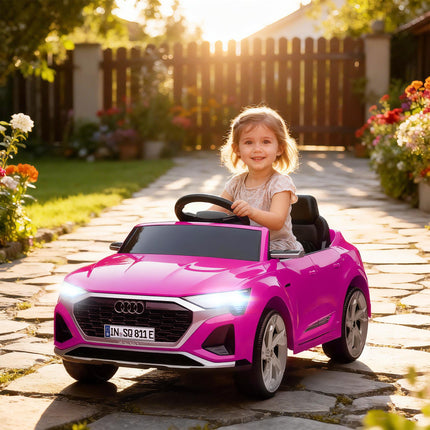 Audi Q8 e-tron Sportback Licensed 12V Ride-On Car with Remote, Suspension, Headlights, Music, Horn - Pink