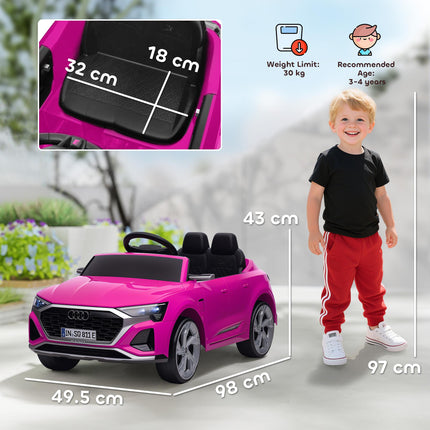 Audi Q8 e-tron Sportback Licensed 12V Ride-On Car with Remote, Suspension, Headlights, Music, Horn - Pink