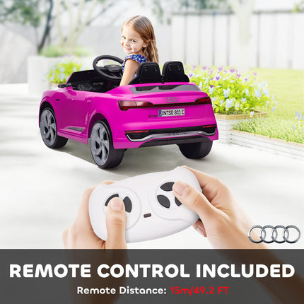Audi Q8 e-tron Sportback Licensed 12V Ride-On Car with Remote, Suspension, Headlights, Music, Horn - Pink