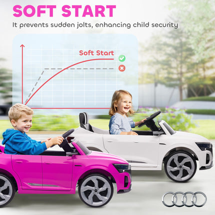 Audi Q8 e-tron Sportback Licensed 12V Ride-On Car with Remote, Suspension, Headlights, Music, Horn - Pink