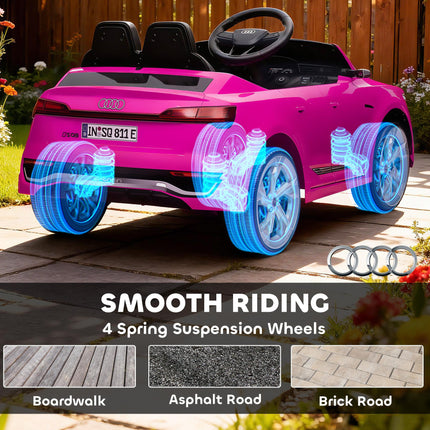 Audi Q8 e-tron Sportback Licensed 12V Ride-On Car with Remote, Suspension, Headlights, Music, Horn - Pink