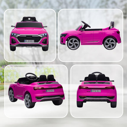 Audi Q8 e-tron Sportback Licensed 12V Ride-On Car with Remote, Suspension, Headlights, Music, Horn - Pink