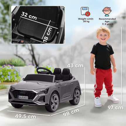 Audi Q8 e-tron Sportback 12V Ride On Car with Remote, Suspension, Headlights & Music - Grey