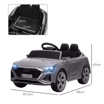 Audi Q8 e-tron Sportback 12V Ride On Car with Remote, Suspension, Headlights & Music - Grey