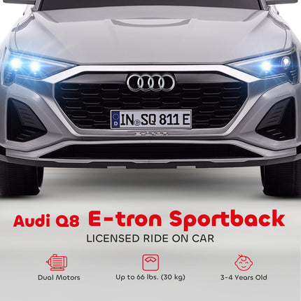 Audi Q8 e-tron Sportback 12V Ride On Car with Remote, Suspension, Headlights & Music - Grey