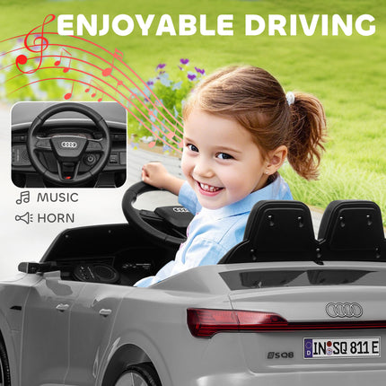 Audi Q8 e-tron Sportback 12V Ride On Car with Remote, Suspension, Headlights & Music - Grey