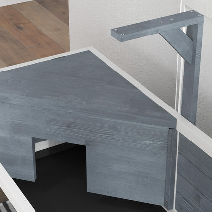 Wooden Tortoise House with Storage Shelf, Observation Windows, Lamp Holder & Openable Top - Grey