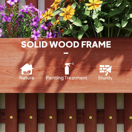 Set of 3 Wooden Wall-Mounted Garden Planters with Trellis - Brown