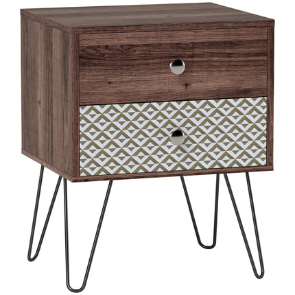 Nightstand, 2-Drawer Bedside Table, Bedside Cabinet, Sofa End Side Table for Liv