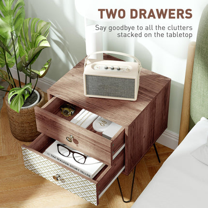 Nightstand, 2-Drawer Bedside Table, Bedside Cabinet, Sofa End Side Table for Liv
