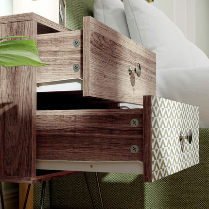 Nightstand, 2-Drawer Bedside Table, Bedside Cabinet, Sofa End Side Table for Liv