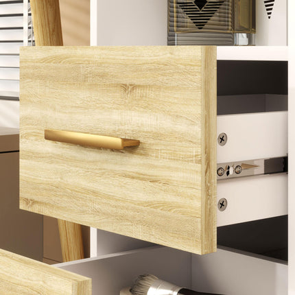 Elegant White Dressing Table with LED Mirror and Storage Drawers - White