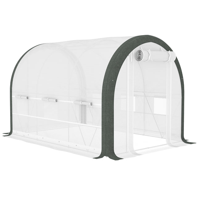 3 x 2m Walk-In Tunnel Greenhouse with Galvanised Steel Frame - White