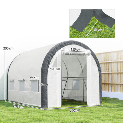 3 x 2m Walk-In Tunnel Greenhouse with Galvanised Steel Frame - White