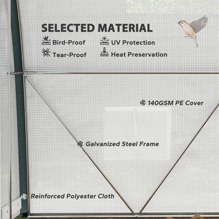 3 x 2m Walk-In Tunnel Greenhouse with Galvanised Steel Frame - White