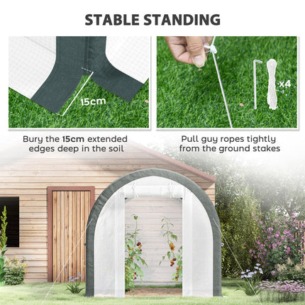 3 x 2m Walk-In Tunnel Greenhouse with Galvanised Steel Frame - White