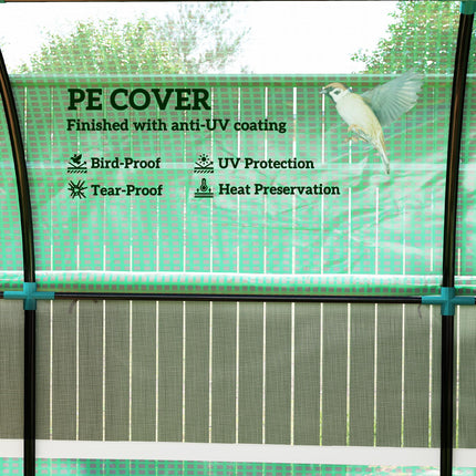 Walk-In 300x200cm Polytunnel Greenhouse with Zipped Doors - Green