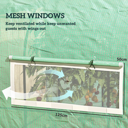 Walk-In 300x200cm Polytunnel Greenhouse with Zipped Doors - Green