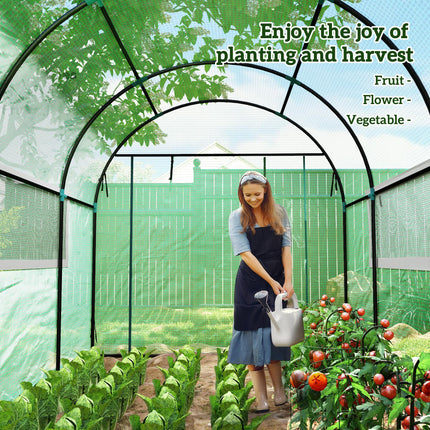 Walk-In 300x200cm Polytunnel Greenhouse with Zipped Doors - Green