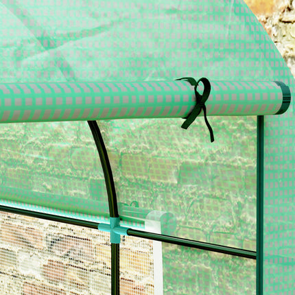 Walk-In 300x200cm Polytunnel Greenhouse with Zipped Doors - Green