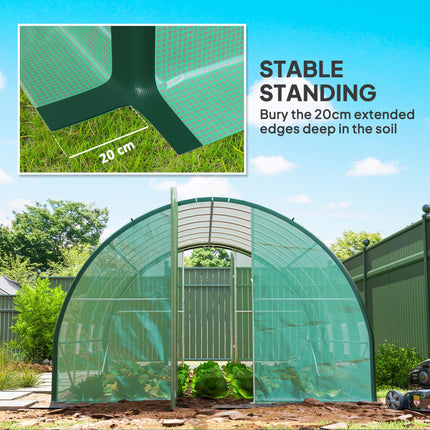 4 x 3 Metre Polytunnel Greenhouse with Windows and Doors - Green