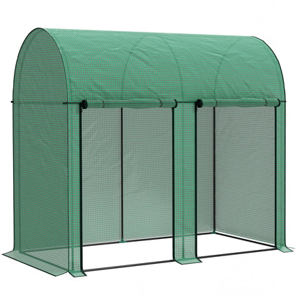 200 x 100cm Walk-In Greenhouse, with Zipped Doors - Green
