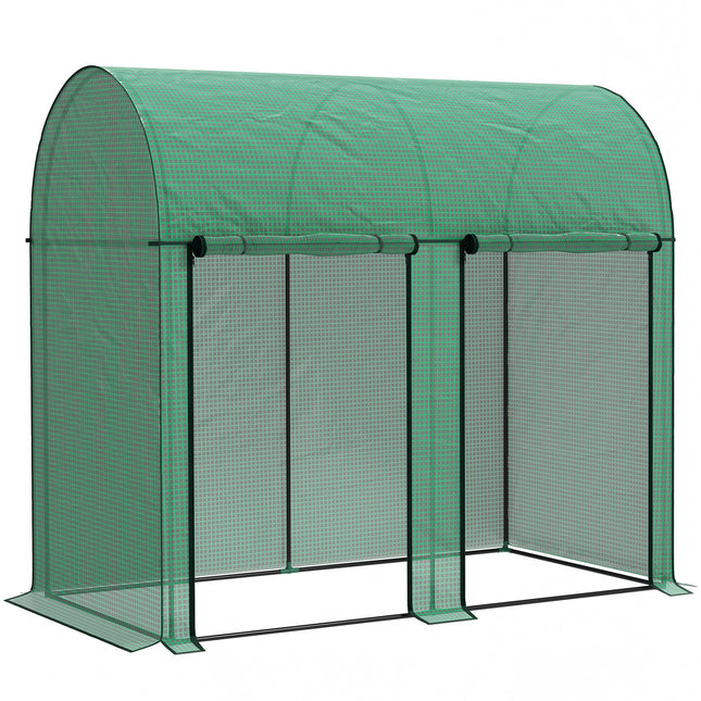 200 x 100cm Walk-In Greenhouse, with Zipped Doors - Green